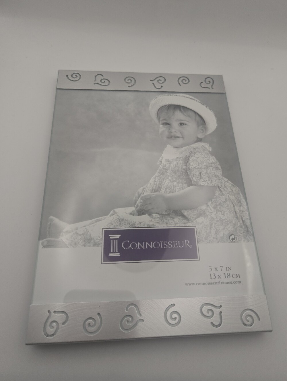 Connoisseur Silver Swirl Metal Picture Frame 5x7 Vertical Tabletop Only